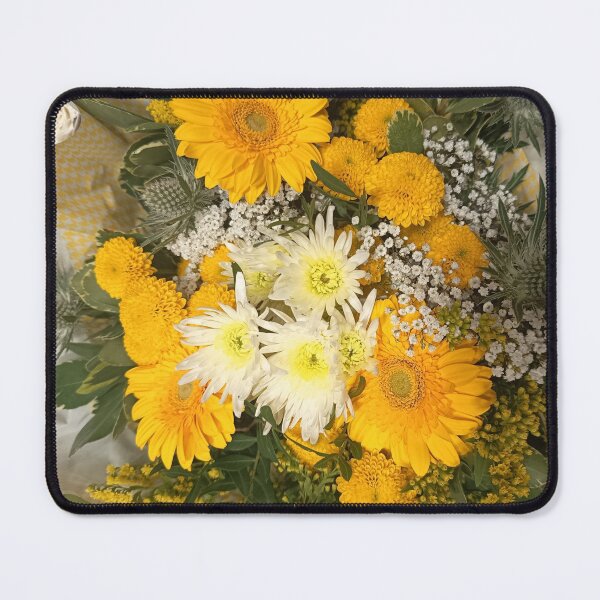 Item preview, Bright Yellow Gerbera Flower Bouquet with White Blossoms designed and sold by PhuongVoArt.