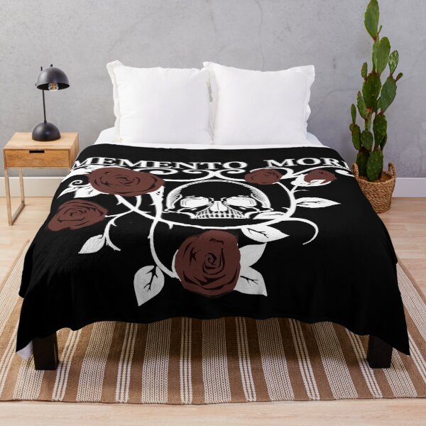 Item preview, Remember You Must Die - Dark Latin quote - Red Roses and Skull - Memento Mori designed and sold by Alexaltay.