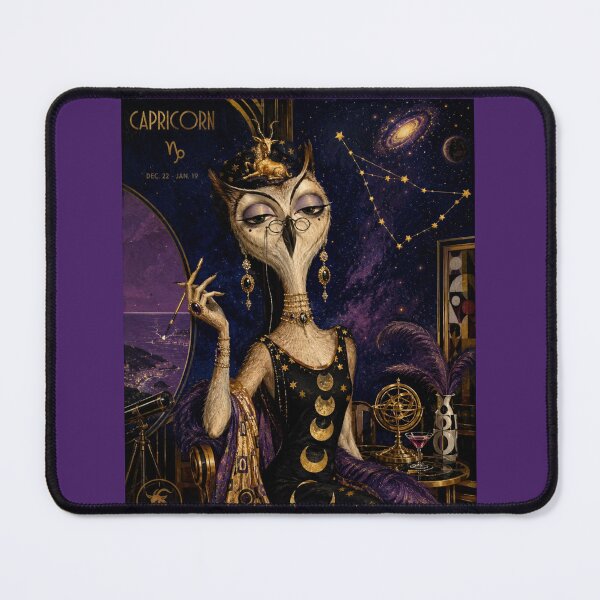 Item preview, Capricorn Moon Owl - Art Deco Zodiac Astrology Art designed and sold by Natalia-Vlad.