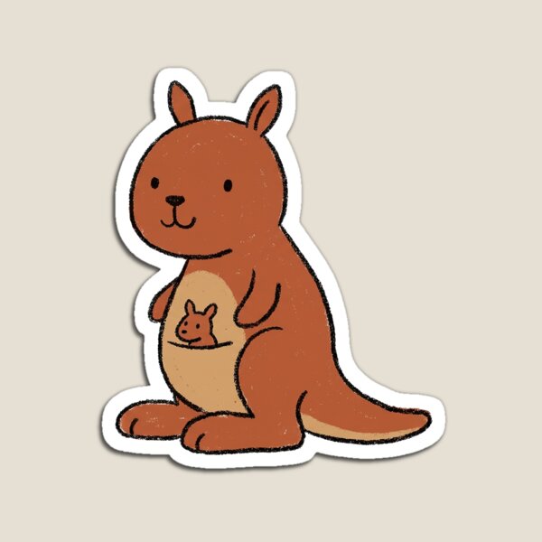 Item preview, Cute Kawaii Kangaroo with Baby Joey | Adorable Australian Animal Sticker designed and sold by wild life toons.