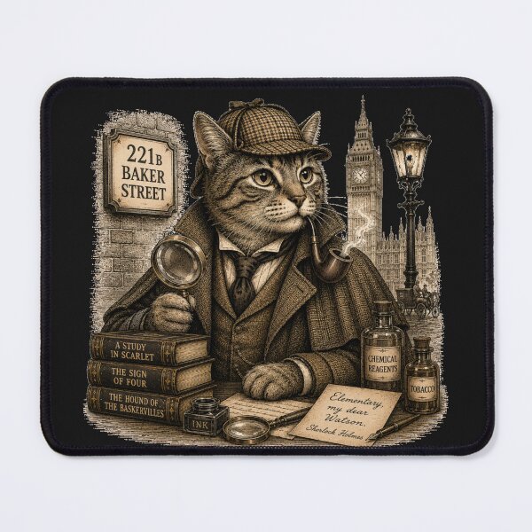 Item preview, Sherlock Holmes Cat – Literary Character Detective designed and sold by Caradestrella.