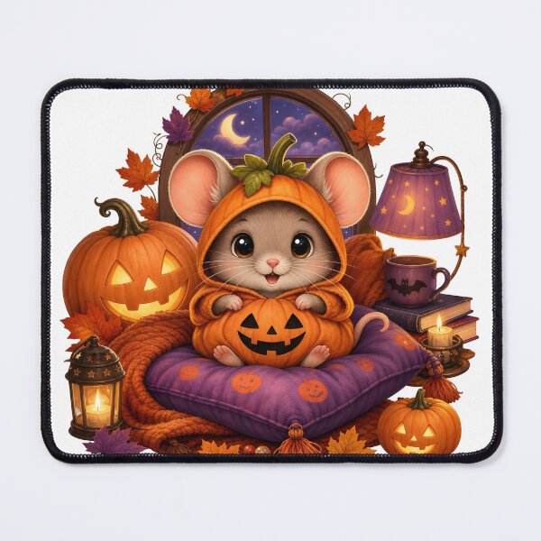 Item preview, Cute Halloween Pumpkin Mouse – Cozy Spooky Season Art & Sticker ?? designed and sold by CozyAnimalArt.