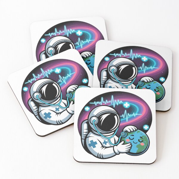 Item preview, Galactic Doctor Astronaut Checking Planet Heartbeat Sticker designed and sold by Barkashow.