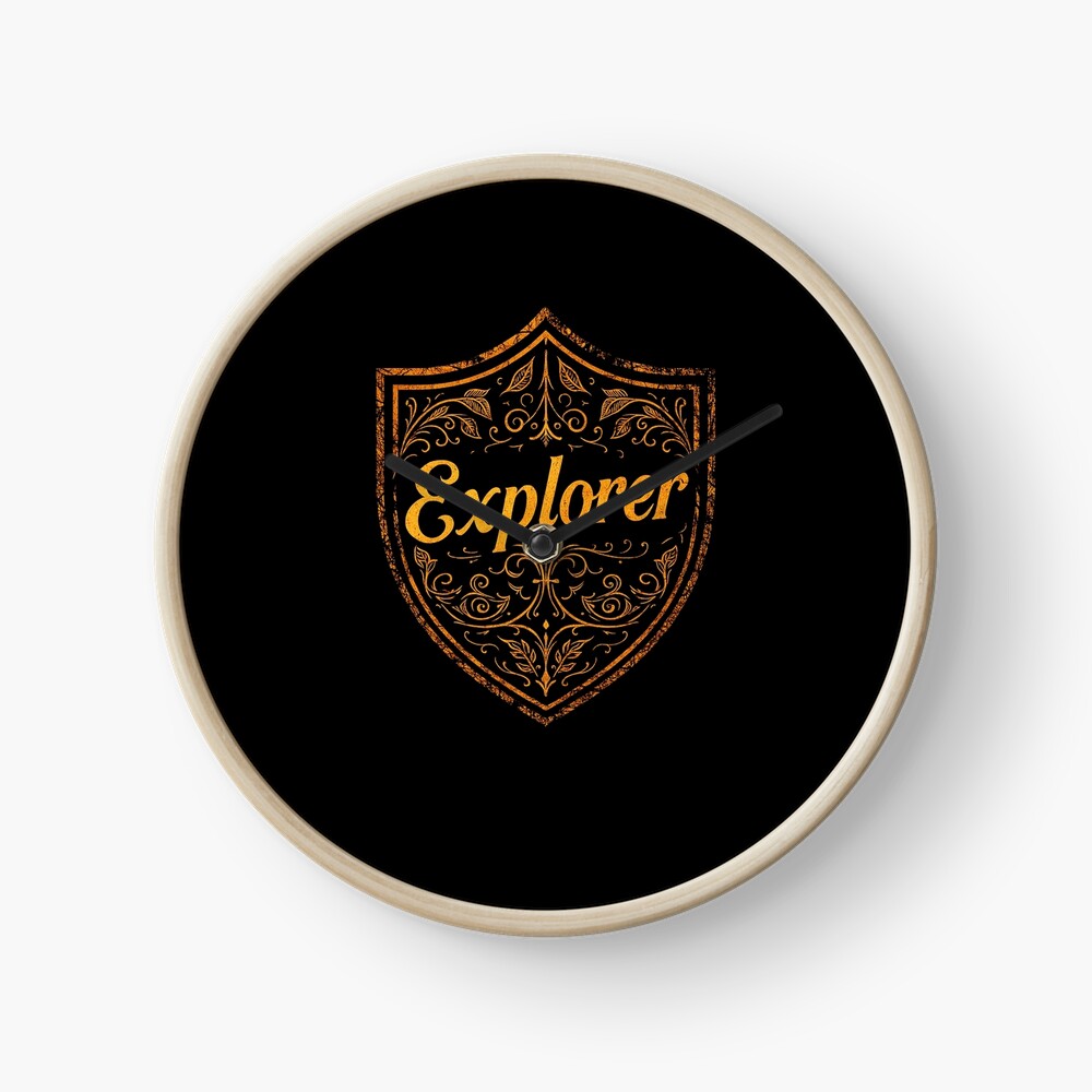 Explorer Vintage Crest Adventure Emblem on a clock