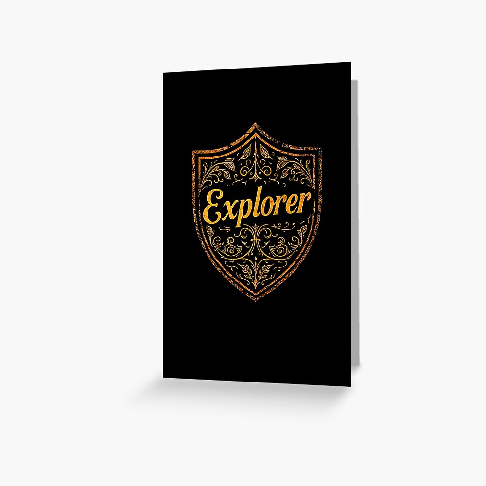Explorer Vintage Crest Adventure Emblem on a greeting card