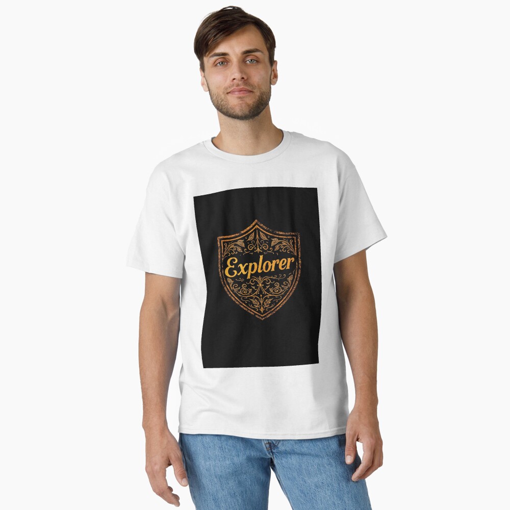 Explorer Vintage Crest Adventure Emblem on a classic t-shirt