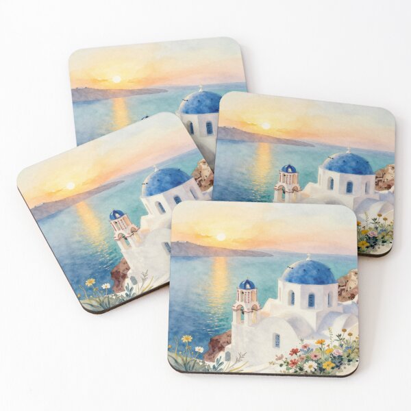 Item preview, Santorini Sunset Serenity Watercolor designed and sold by Ioanna-Studio.