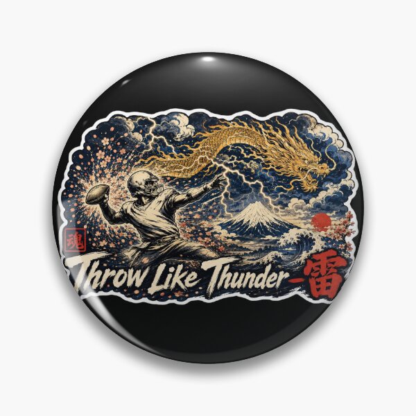 Item preview, Throw Like Thunder – Japanese Ukiyo-e Football QB Sticker Art designed and sold by Locker39.