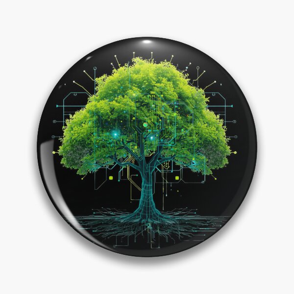 Item preview, Neon Digital Tree Cyberpunk Eco Tech Grid Design designed and sold by Shape-Forge.