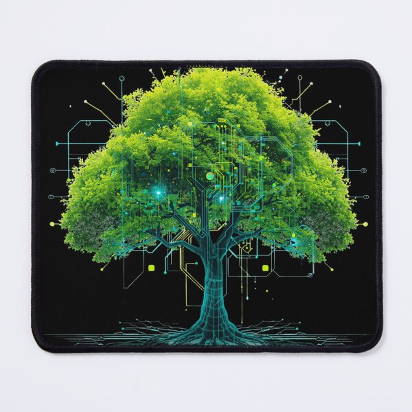 Item preview, Neon Digital Tree Cyberpunk Eco Tech Grid Design designed and sold by Shape-Forge.