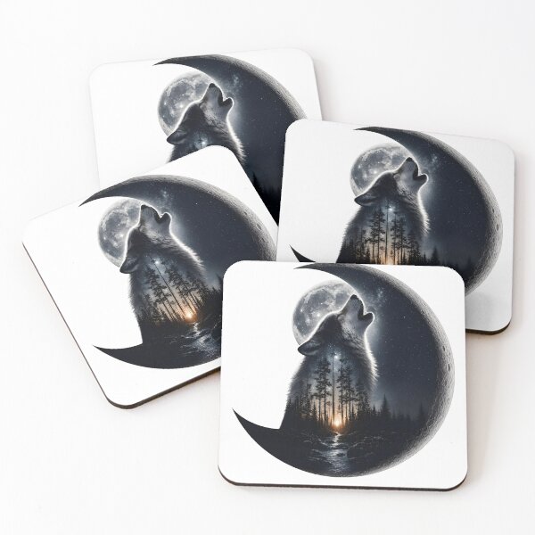 Item preview, Mystical Wolf Howling at the Moon – Epic Fantasy Night Art Print ?? designed and sold by CozyAnimalArt.