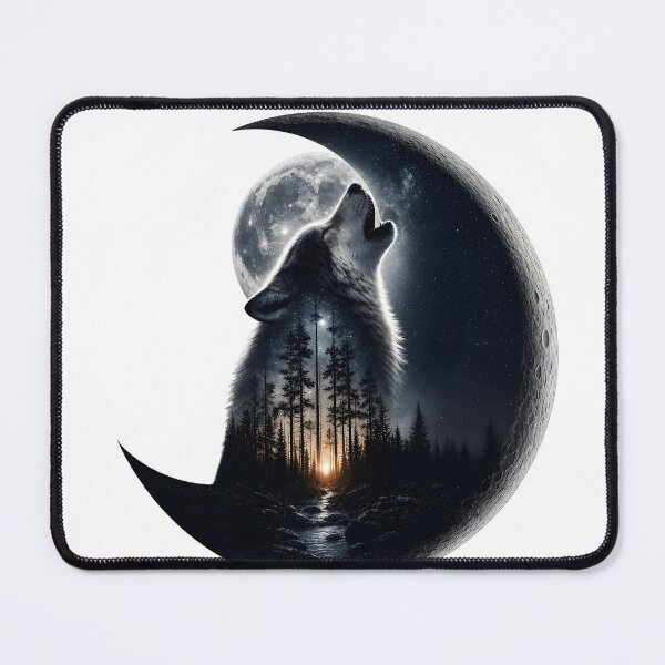 Item preview, Mystical Wolf Howling at the Moon – Epic Fantasy Night Art Print ?? designed and sold by CozyAnimalArt.