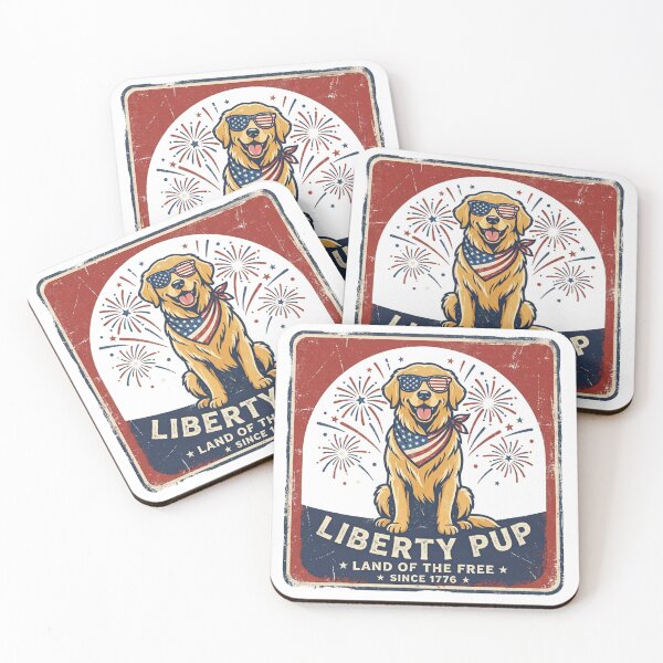 Item preview, Retro Americana Liberty Pup Golden Retriever designed and sold by MoonwoodStudio.