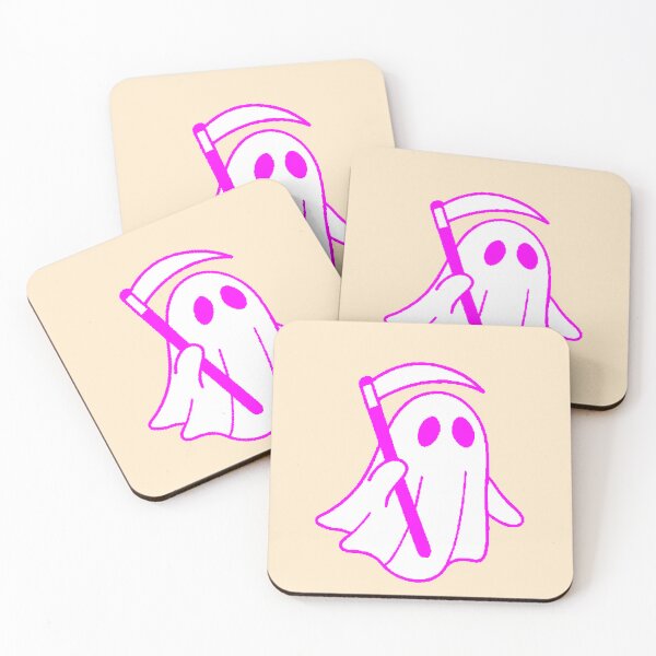 Item preview, Cute Neon Ghost Grim Reaper Pink Aesthetic Sticker designed and sold by AstronautMerch.