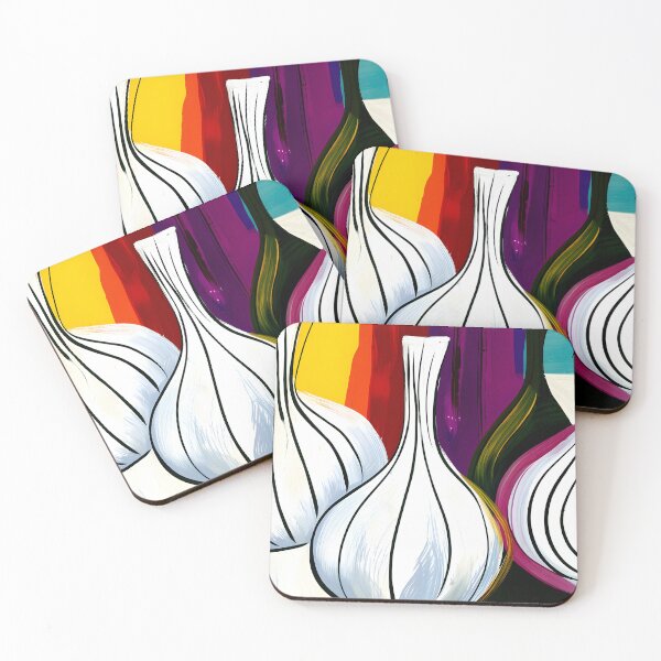 Item preview, Kitchen Garden in Abstract Color - Garlic and Onions Alive with Bold Curves and Vibrant Energy designed and sold by OlfactoART Studio.