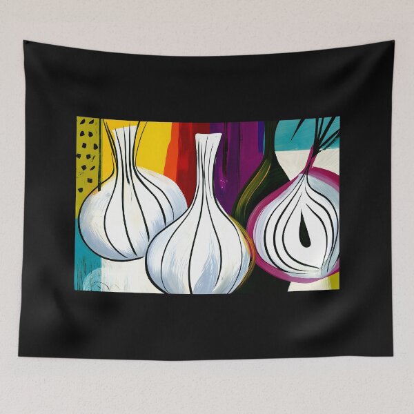 Item preview, Kitchen Garden in Abstract Color - Garlic and Onions Alive with Bold Curves and Vibrant Energy designed and sold by OlfactoART Studio.