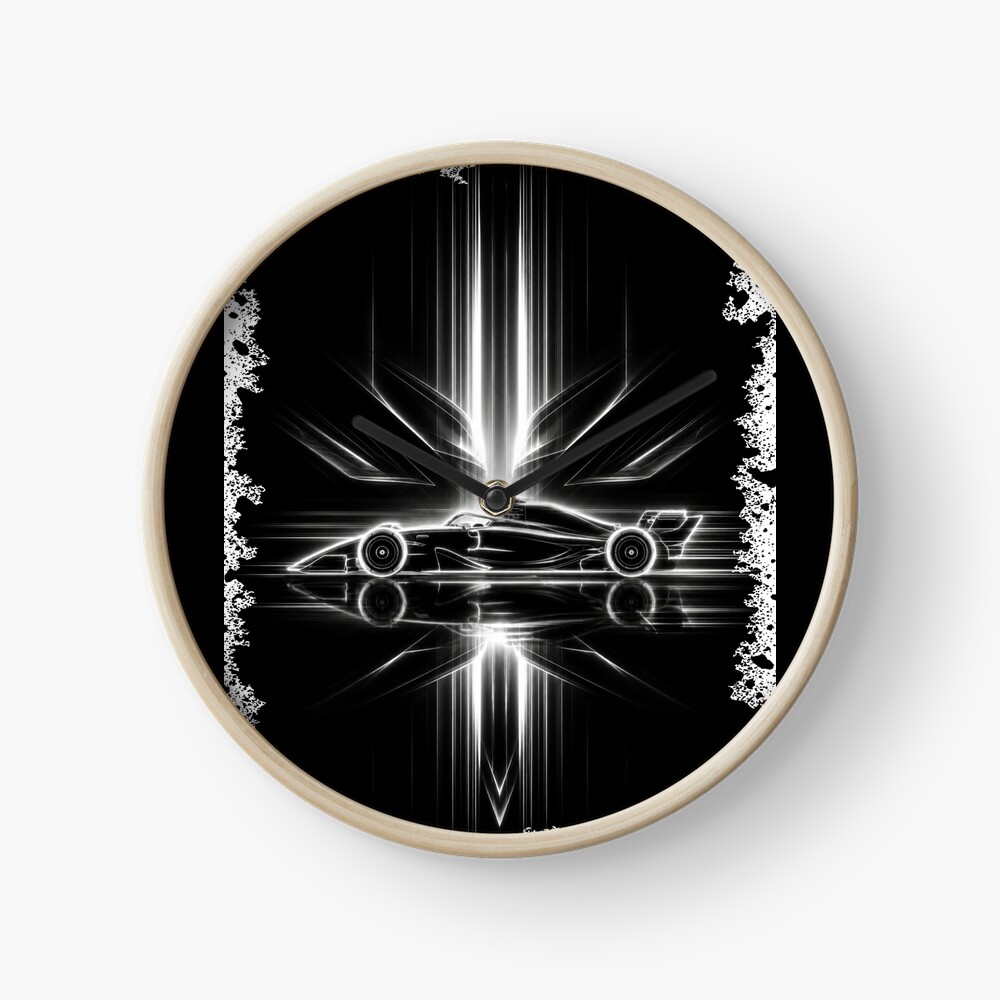 Neon Light Reflection F1 Grand Prix Racing Art on a clock