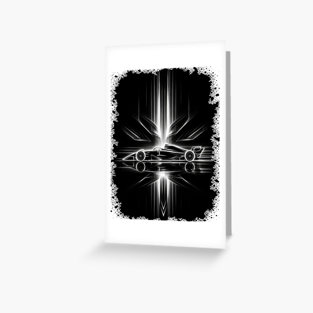 Neon Light Reflection F1 Grand Prix Racing Art on a greeting card