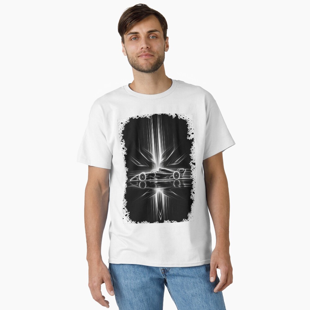 Neon Light Reflection F1 Grand Prix Racing Art on a classic t-shirt