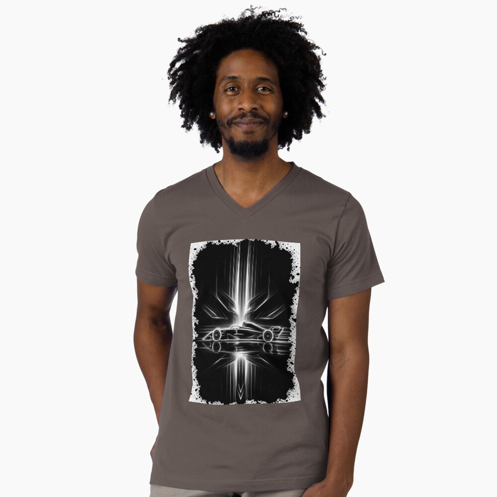 Neon Light Reflection F1 Grand Prix Racing Art on a v-neck t-shirt