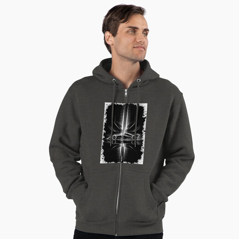 Neon Light Reflection F1 Grand Prix Racing Art on a zip hoodie
