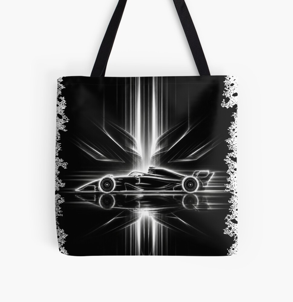 Neon Light Reflection F1 Grand Prix Racing Art on a tote bag
