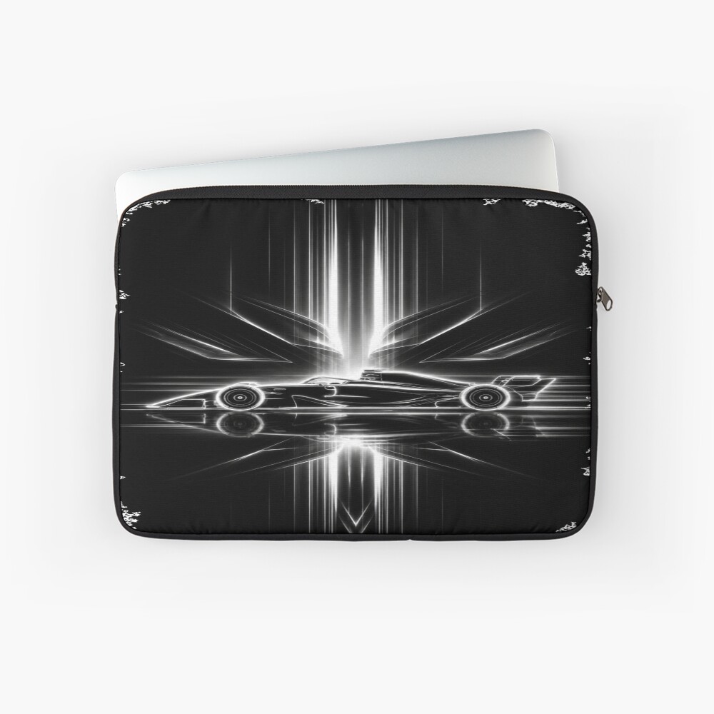 Neon Light Reflection F1 Grand Prix Racing Art on a laptop sleeve