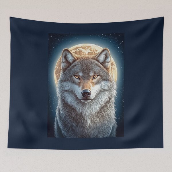 Item preview, Wolf in front of the moon designed and sold by PetsArt.