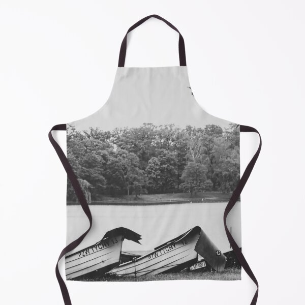 Item preview, Boats on the Shore: Moody Black and White Lake Landscape designed and sold by Apex_Visuals.