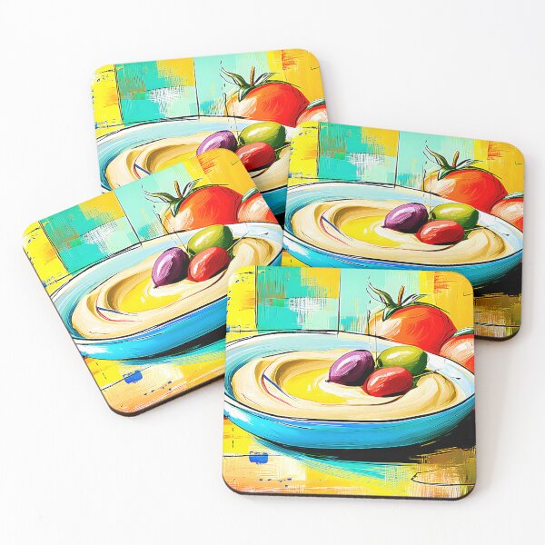 Item preview, Mediterranean Hummus Still Life - Fresh Tomatoes and Vibrant Color in a Contemporary Culinary Scene designed and sold by OlfactoART Studio.