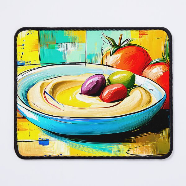 Item preview, Mediterranean Hummus Still Life - Fresh Tomatoes and Vibrant Color in a Contemporary Culinary Scene designed and sold by OlfactoART Studio.