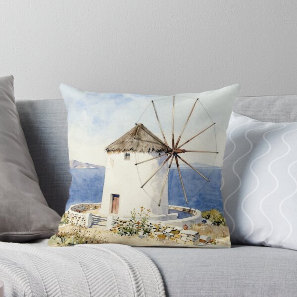 Item preview, Aegean Windmill by the Sea Watercolor designed and sold by Ioanna-Studio.
