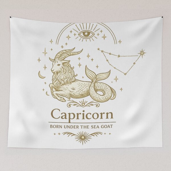 Item preview, Capricorn Zodiac Constellation Sea Goat | Luxury Celestial Astrology Art designed and sold by Emoji Emblems.