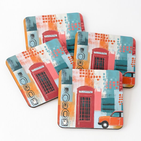 Item preview, London Icons in Living Color - Big Ben Red Telephone Booth and Classic Taxi Collage Art designed and sold by OlfactoART Studio.