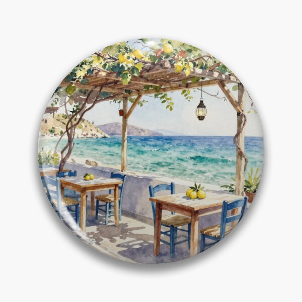 Item preview, Seaside Lemon Terrace Watercolor designed and sold by Ioanna-Studio.