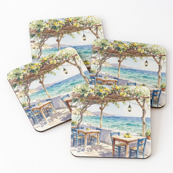 Item preview, Seaside Lemon Terrace Watercolor designed and sold by Ioanna-Studio.