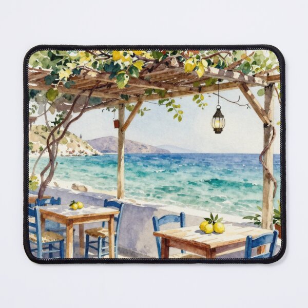 Item preview, Seaside Lemon Terrace Watercolor designed and sold by Ioanna-Studio.