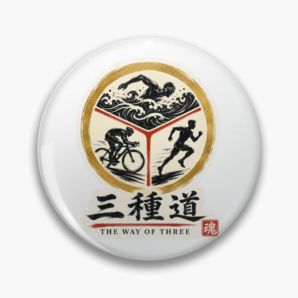 Item preview, The Way of Three – Japanese Kamon Triathlon Sticker Art designed and sold by Locker39.