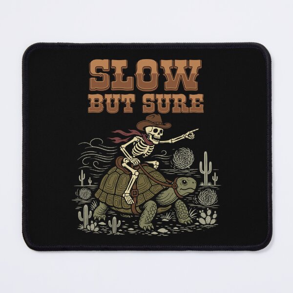 Item preview, Slow But Sure - Vintage Cowboy Skeleton Riding a Tortoise designed and sold by fabiandesigns88.
