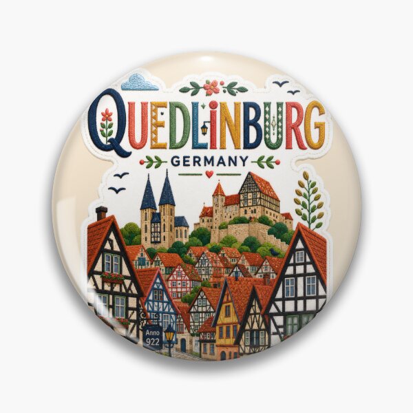 Item preview, Quedlinburg Germany Folk Embroidery Travel Art designed and sold by Witsprings.
