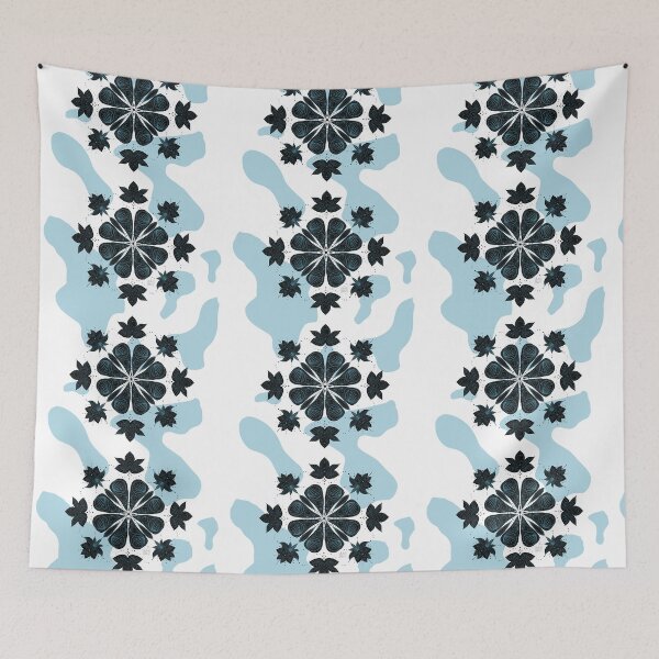 Item preview, Black and blue flowers designed and sold by Vivinedrawsells.