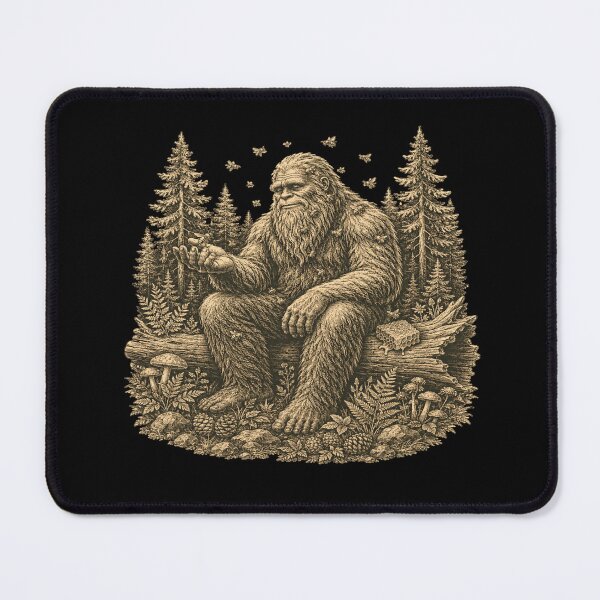 Item preview, Gentle Bigfoot Bees Vintage Woodcut Forest designed and sold by POD DYNASTY.