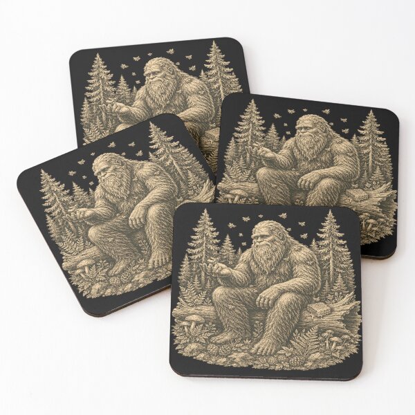 Item preview, Gentle Bigfoot Bees Vintage Woodcut Forest designed and sold by POD DYNASTY | Original Print On Demand T-Shirt Graphics.