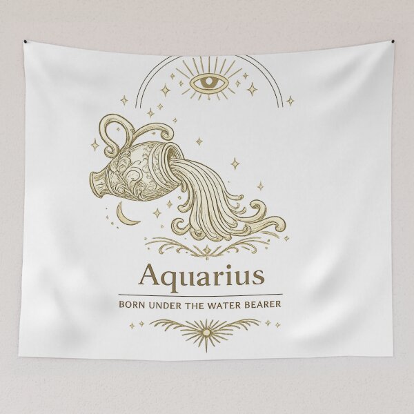 Item preview, Aquarius Zodiac Symbol | Luxury Water Bearer Astrology Art | Celestial Horoscope Design designed and sold by Emoji Emblems.