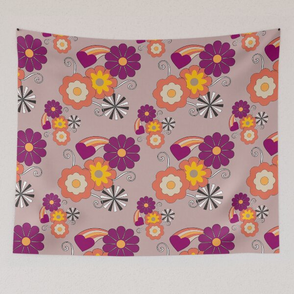 Item preview, Retro flowers with spirals designed and sold by BritishDelights.