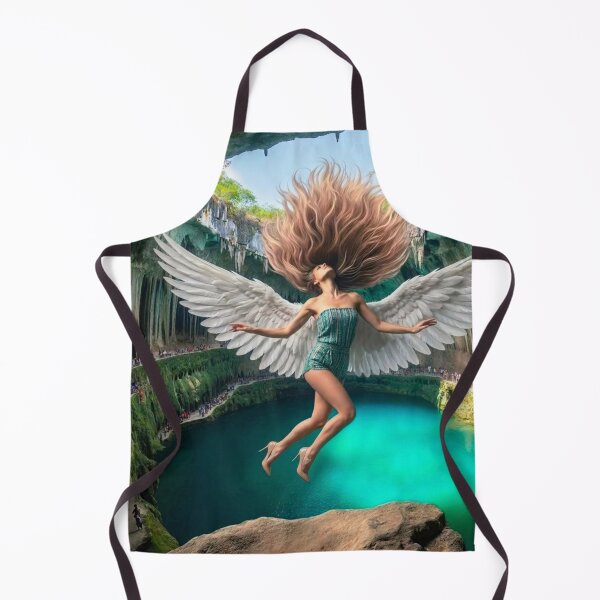 Item preview, Floating Angel Woman with Wings in Turquoise Cenote | AI-Generated Fantasy Art designed and sold by IRON SIREN.