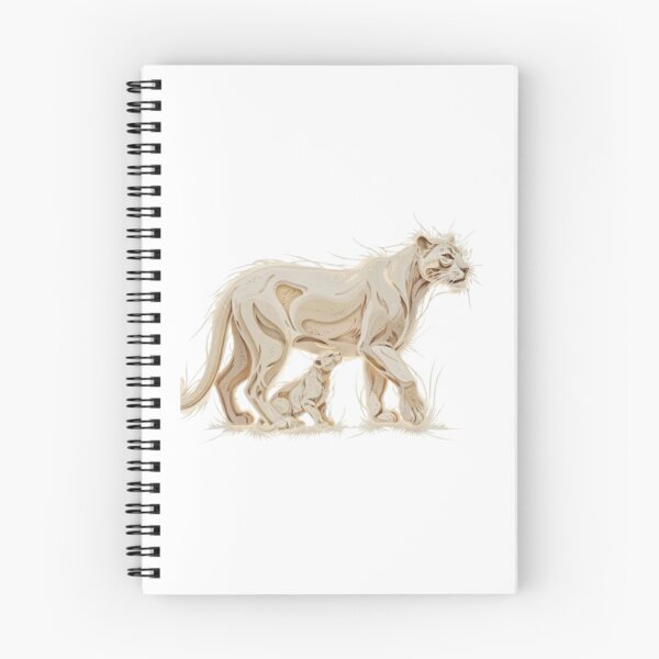 Item preview, Elegant paper cutout lioness and cub on a black background designed and sold by SharpAura25.