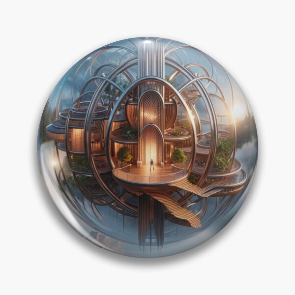 Item preview, Futuristic Glass Pod House Floating Over Village | AI-Generated Sci-Fi Architecture designed and sold by IRON SIREN.