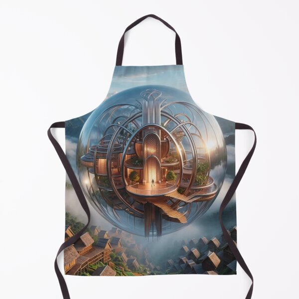 Item preview, Futuristic Glass Pod House Floating Over Village | AI-Generated Sci-Fi Architecture designed and sold by IRON SIREN.