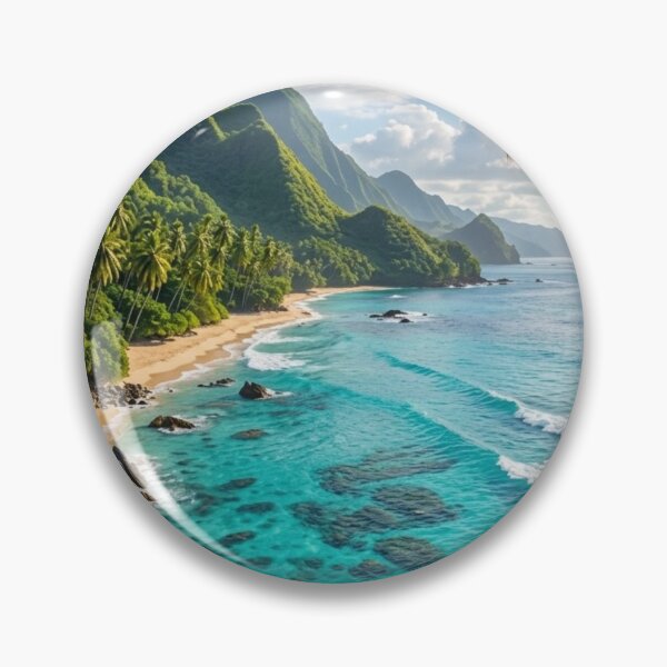 Item preview, Turquoise Tropical Beach with Palm Trees | AI-Generated Paradise Landscape designed and sold by IRON SIREN.